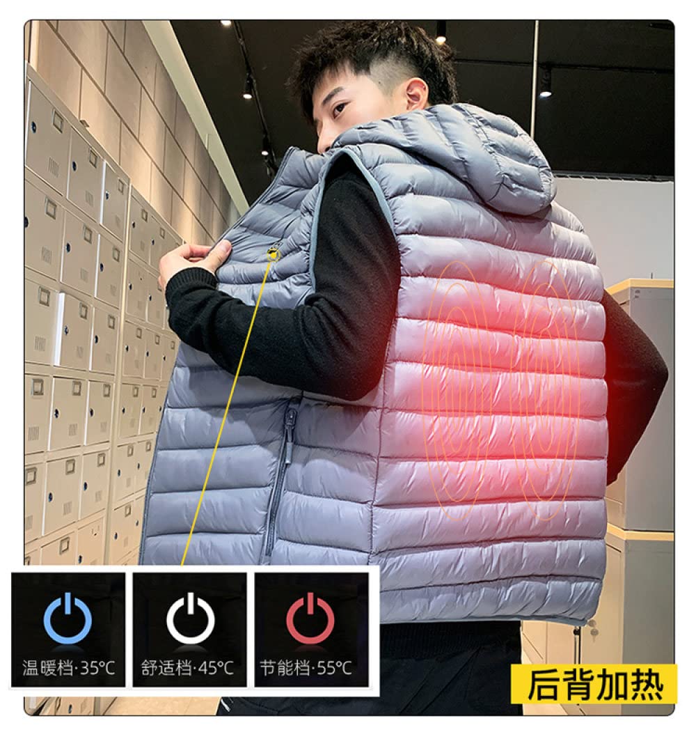 Daunenweste Herren - Warme, Ärmellose Steppweste Für Den Winter, Elegante Beheizbare Jacke, Burgunderfarbene Jacke, Leichte, Verstaubare Weste Mit Kapuze Für Herren, Für Herren, Studenten, Jungen