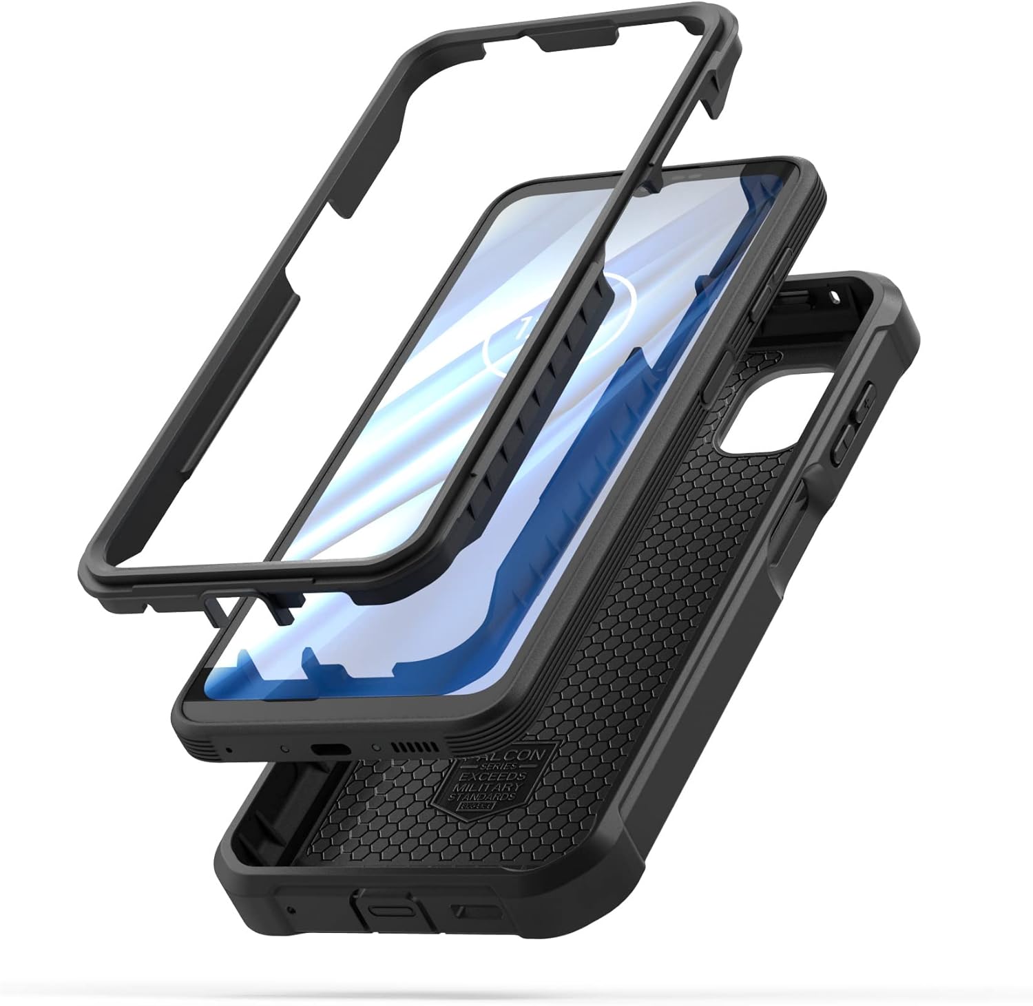 ENCASED Rugged Galaxy Xcover 6 Pro Case - Falcon Series Protective Dual-Layer Shockproof Cover [Heavy Duty] Protection for Samsung Xcover6 Pro 6.6" (Black)