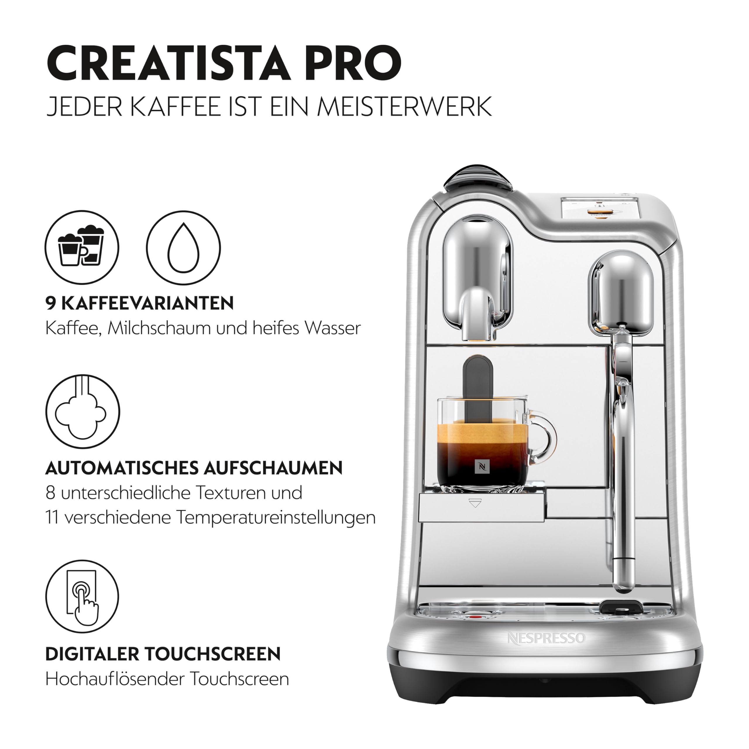 Nespresso Creatista Pro Kaffeemaschine von Sage, Edelstahl, Brushed Stainles Steel