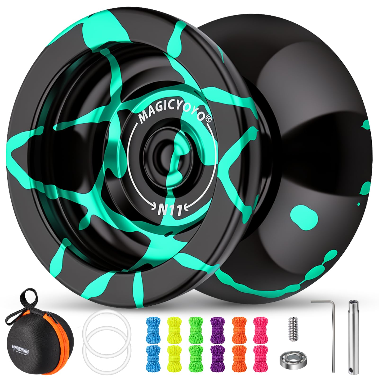 MAGICYOYO N11 Metal Yoyo Professional Unresponsive Yoyo for Advanced | Responsive Yoyo Bearing for Kids Beginner, Includes Yo-yo Strings, Bearings Kit