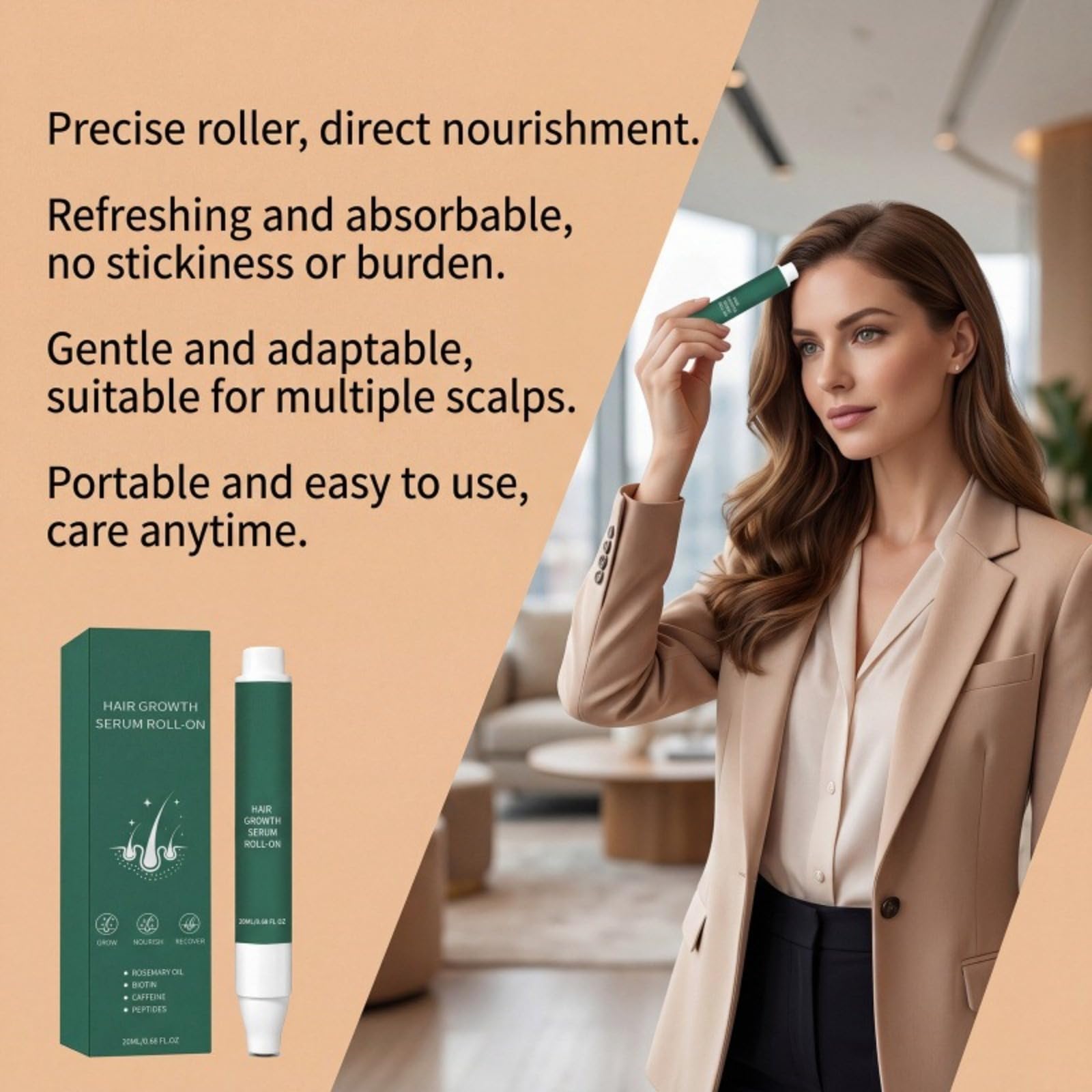 Haarwachstumsserum Roll-On 20 ml – fördert das Wachstum & repariert die Haare – beruhigende Scalp-Pflege für feines / geschwächtes Haar