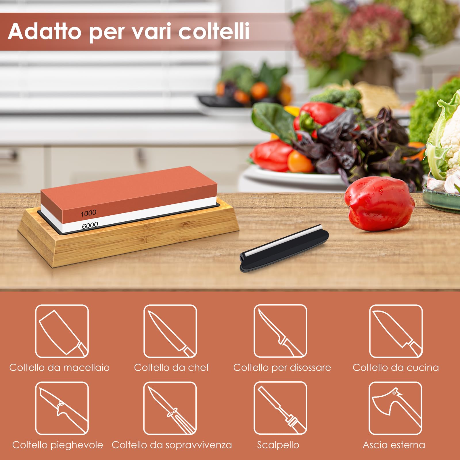 SHAN ZU Pietra Affilacoltelli, 1000/6000 Grana Giapponese Pietra per Affilare Coltelli, 2-in-1 Pietra Affilatura Professionale con Guida Angolare & Supporto in Silicone Antiscivolo