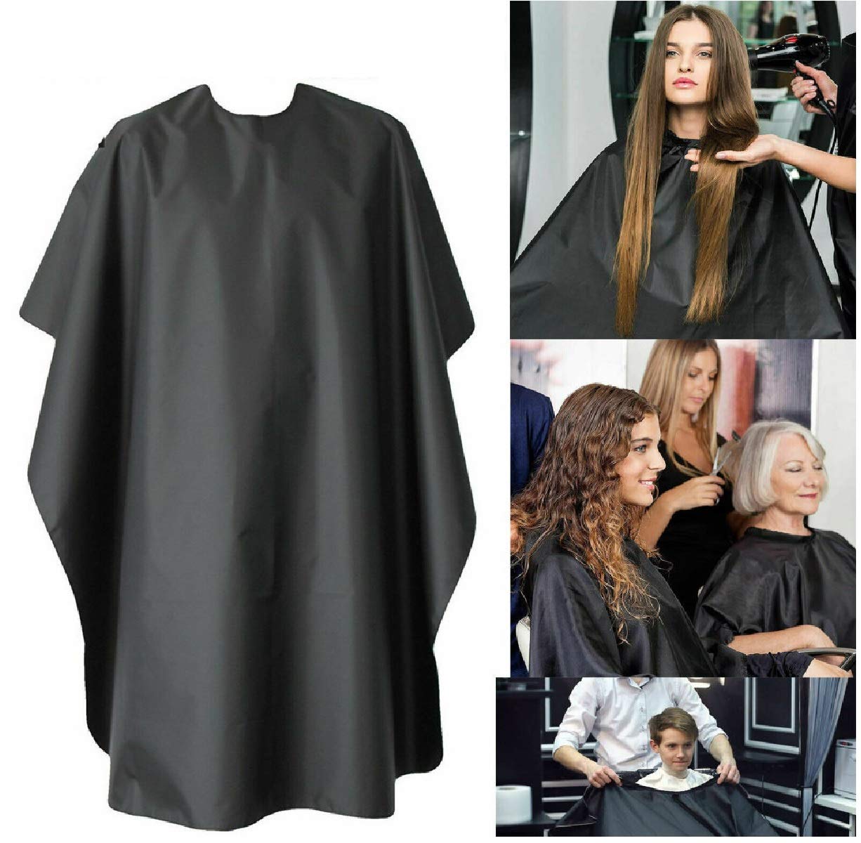 Black Full Length Cape Unisex Professional Hairdressers Gown for Hair Styling Cuts and Colours Barber Apron