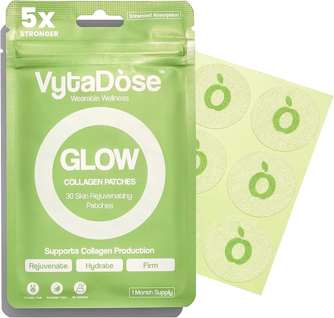 Collagen Glow Beauty Restore Patches | 5X Stronger Formula | Collagen Peptides, Vitamin C, Pro-Retinol, Coq10, Hyaluronic Acid & Biotin for Hair Growth | Daily Patch for Skin & Hair Wellness