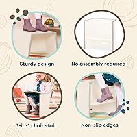 Vista 5 de B. toys Taburete y silla 3 en 1 para niños pequeños - Blanco marfil - Diseño duradero y ligero - Muebles para niños en edad preescolar de más de 2