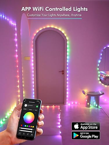 Miniatura 5 de ODEETRONIC Luces de Navidad inteligentes RGB  66 pies 200 luces LED que cambian de color, cadena de luces de Halloween funciona con AlexaGoogle