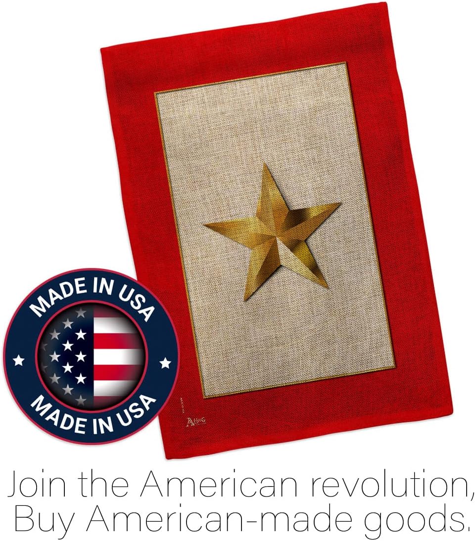 Gold Star Garden Flag Burlap Home Decor Banner Wall Art Patio Lawn Porch Room Decorations Small Outdoor Tapestry Yard Sign Armed Forces Official US Military Memorabilia Memorial Day Gift Made in USA