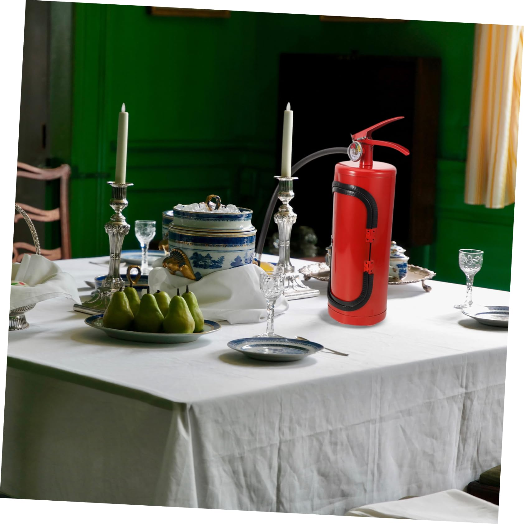 Cabilock Soporte para Botellas de Vino Resistente al Desgaste Forma de Extintor Rojo, Material de Hierro y Plástico Adecuado para Almacenar Brandy y Whisky en Cumpleaños