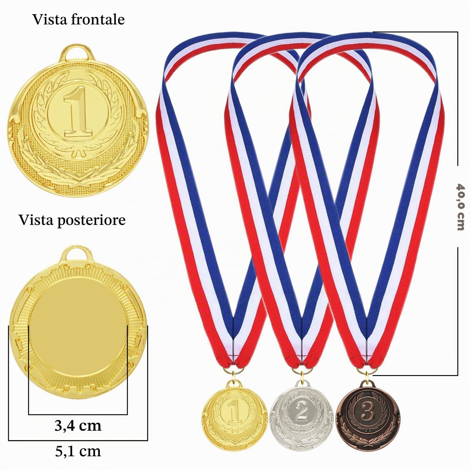 Medaglie Premiazioni Metallo,12 Pezzi Medaglie Bambini in Metallo,Medaglie Premiazioni,Medaglie Premiazioni Adulti,per Bambini, Trofeo, Vittoria, Giocattoli, Sport, Festa a Tema, Compleanno