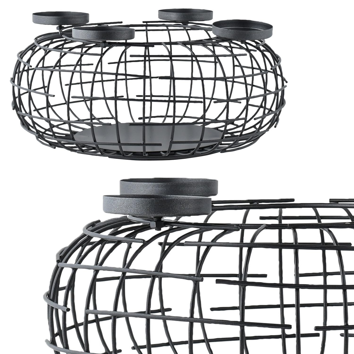 Moderner Adventskranz Carvo handgefertigt aus Metall in Schwarz modern
