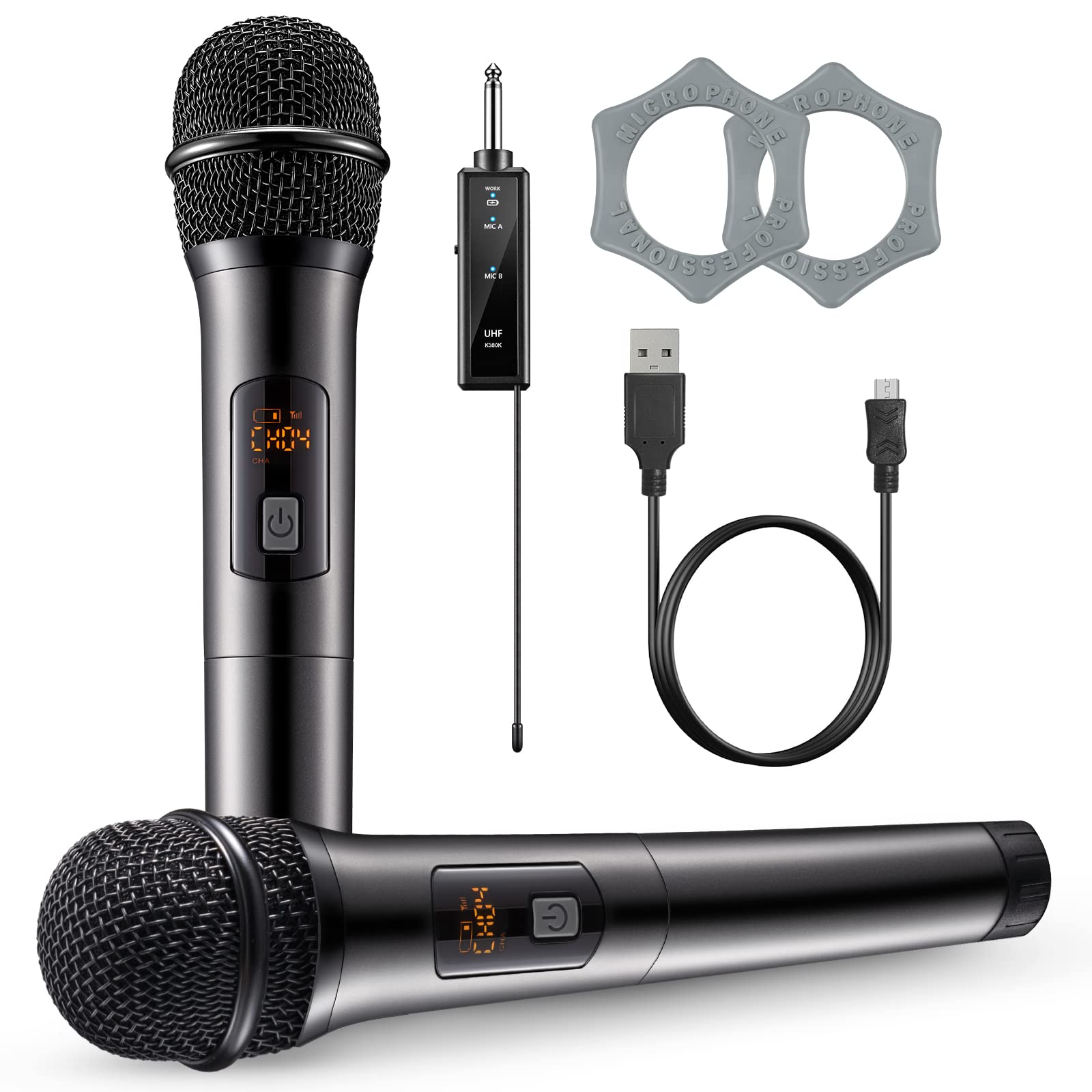 Buy LEKATO Wireless Microphone, UHF Dual Dynamic Cordless Microphone
