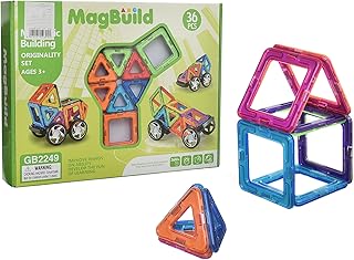 Megahertz MAGBUILD Originality 36-Piece Magnetic Building Set for Creative Kids +3 - Multi Colour