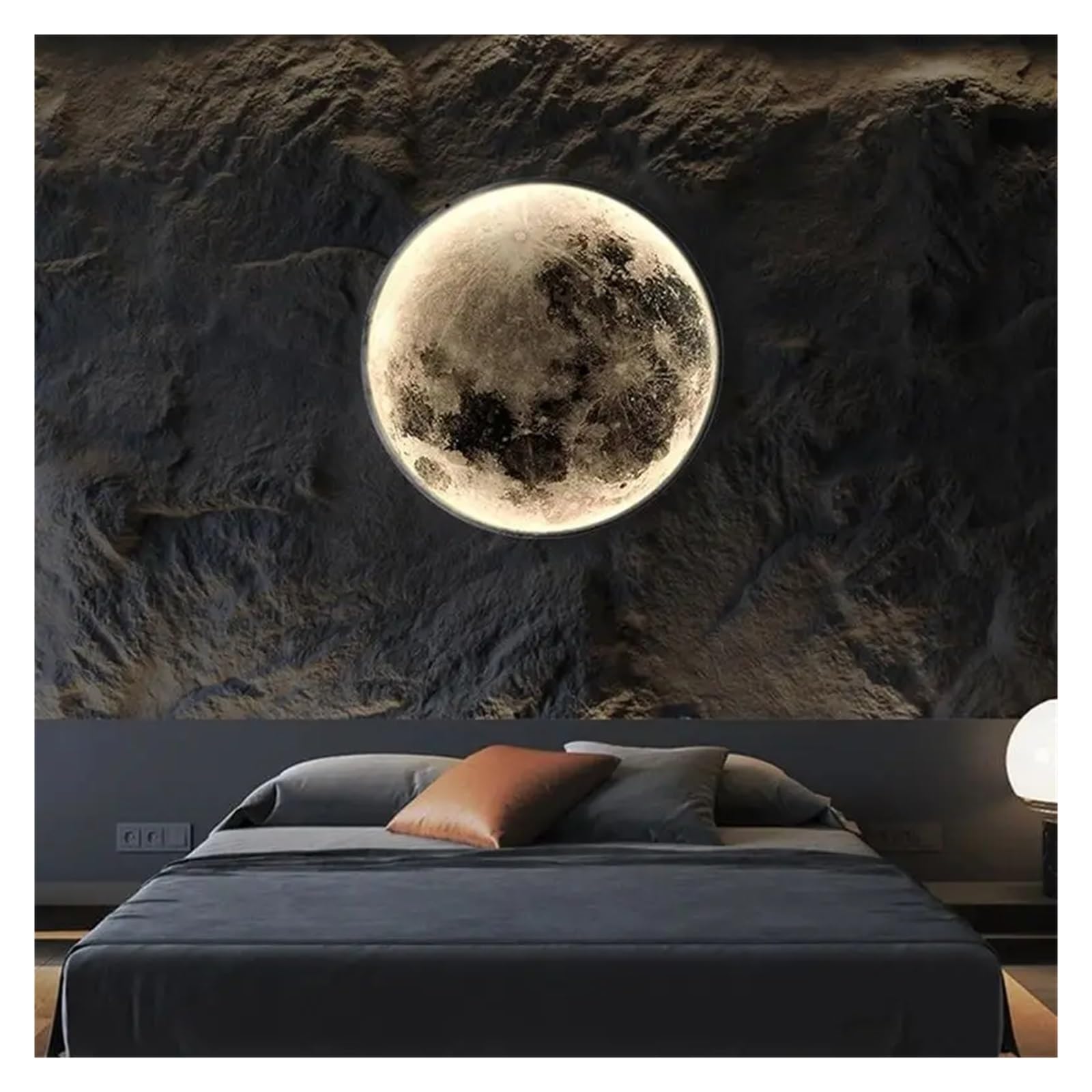 Generico Applique da parete Moon Corridoio corridoio murale Tavolo luminoso a LED Camera da letto Soggiorno Decorazione del bagno Specchio Applique da parete ad anello magico