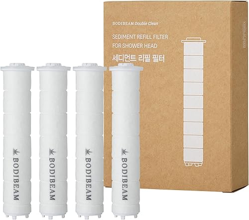 Paquete de 4 Filtro de repuesto para cabezal de ducha BODIBEAM con certificado NSF, fabricado en Corea, bueno para piel seca y cabello