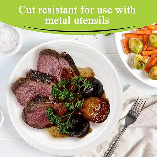 Miniatura 3 de three leaf Plato redondo de bagazo de 10 pulgadas, 25 unidades, platos de bagazo desechables, resistentes, súper fuertes, naturales y ecológicos,