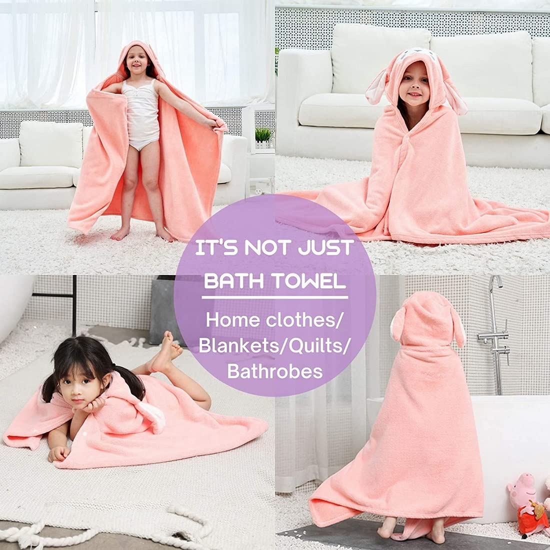 Serviette de Bain Bébé avec Capuche Grands Doux Absorbant Couverture Douche Poncho Serviette pour Enfants Infantile Nouveau-né
