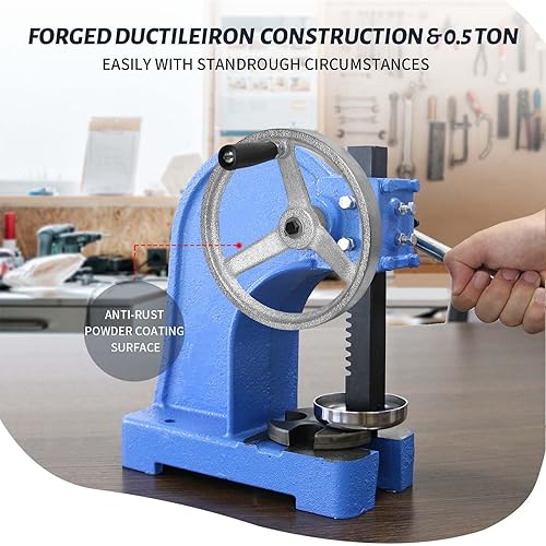 Miniatura 8 de Prensa de eje de 1 tonelada, prensa de eje de palanca de trinquete con volante, máquina de prensa manual de escritorio de 5.5 pulgadas de altura