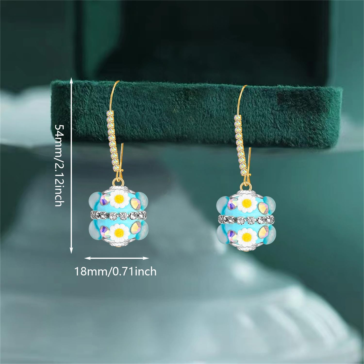 Bohemian Handmade Sparkly Crystal Flower Ball Dangle Drop Earrings Rhinestone Floral Leverback Earrings For Women - Image 5