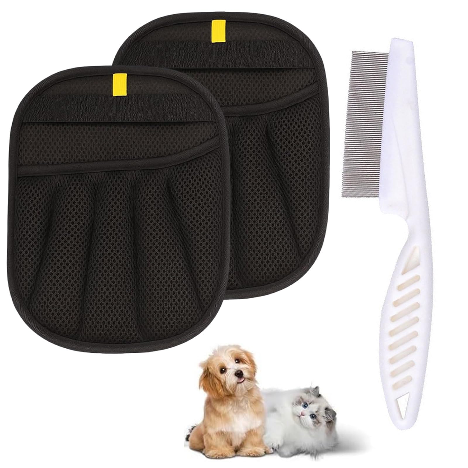 YcsRnn Cat Hair Remover Glove, 2 Pack with Comb, Electrostatic Pet Hair Removal Glove for Dogs & Cats