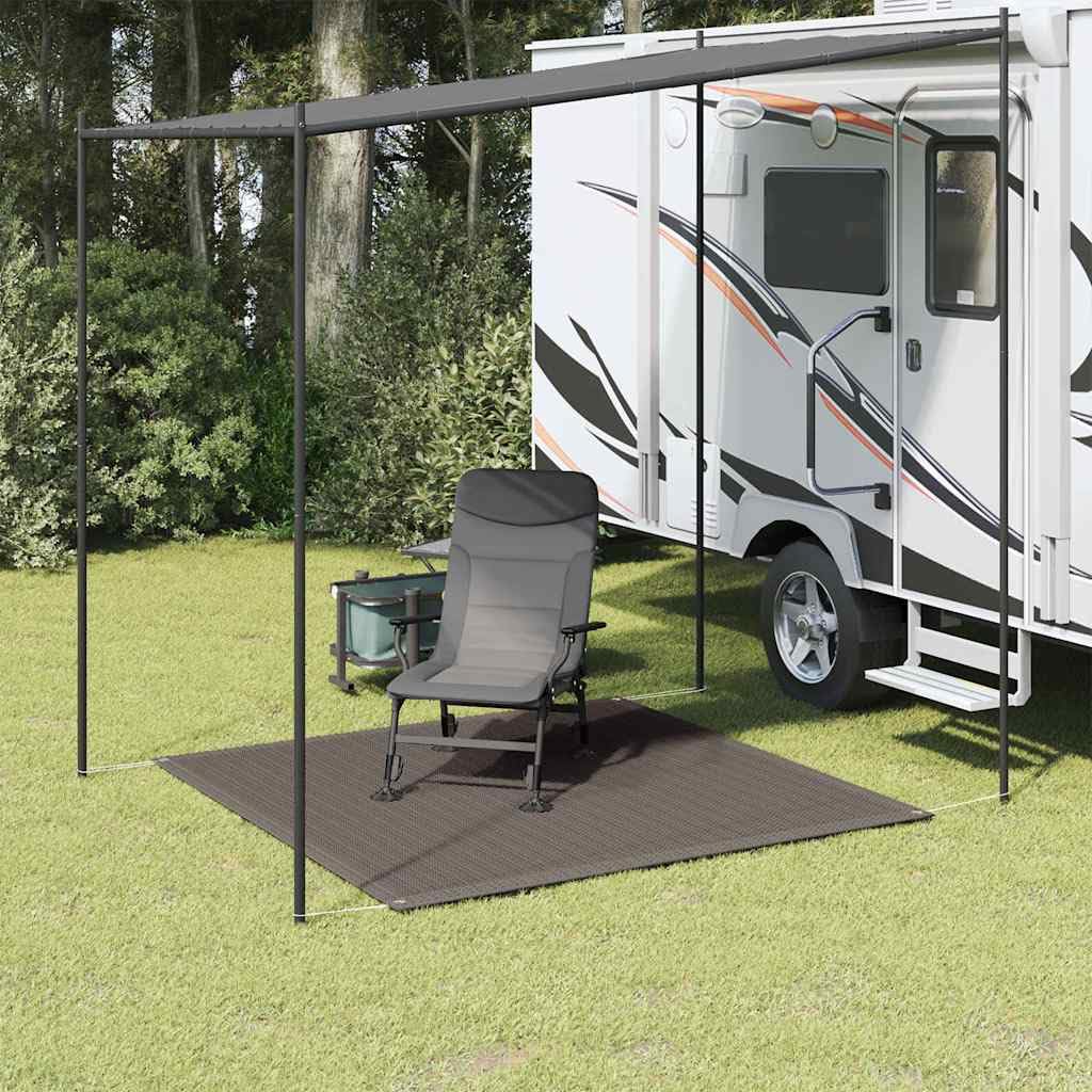 Teenpull Tent Rug, 250 x 250 cm, Anthracite, Outdoor Rug for Camping, Water-Permeable Floor Mat with Eyelets, Ideal for Awning, Patio, Caravan, Balcony, Breathable