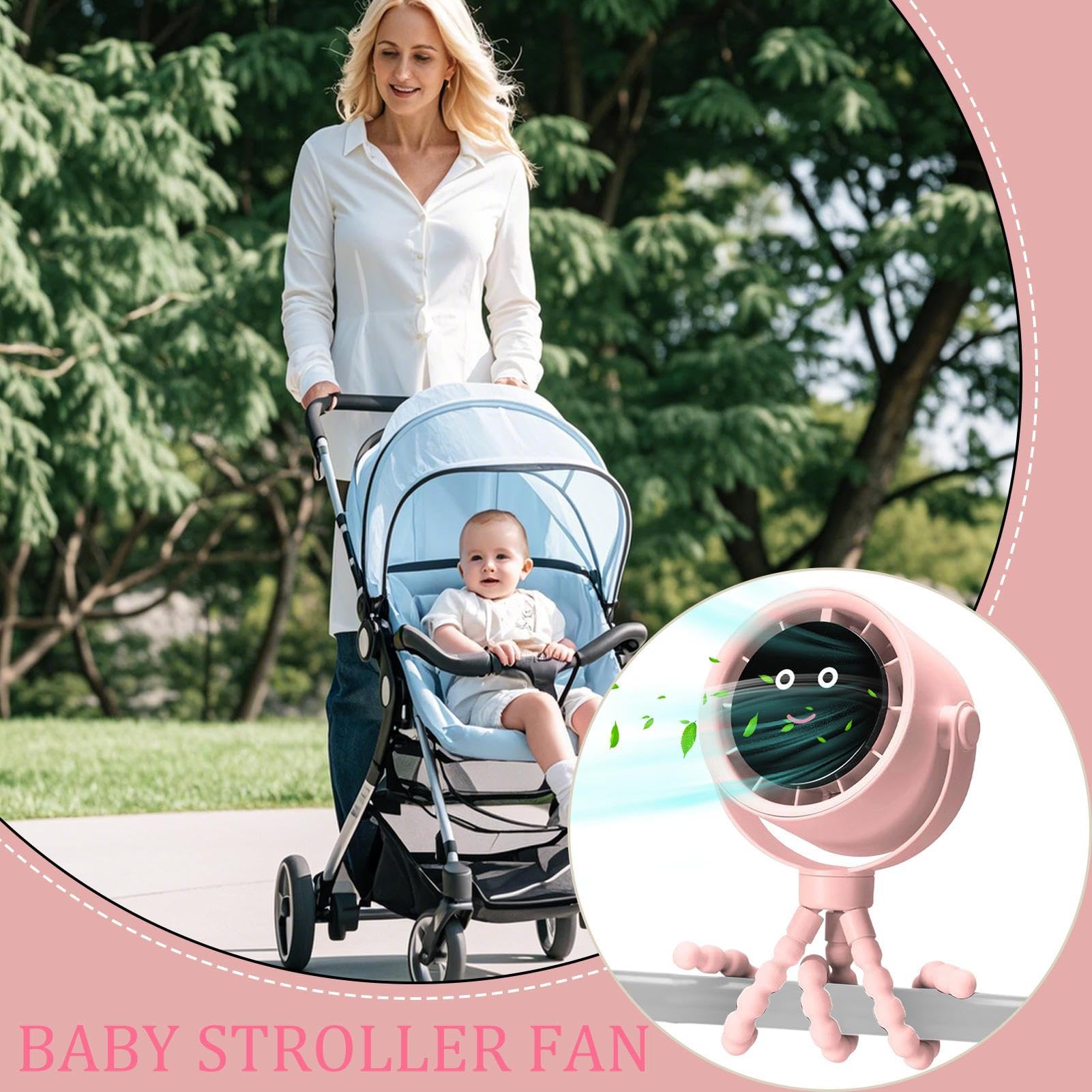 Ventilatore Clip Per Passeggino Ventilatore Personale Portatile Con Clip | Raffreddatore D'aria 5 Velocità Ricaricabile Girevole 360° Per Viaggio Estivo All'aperto Campeggio