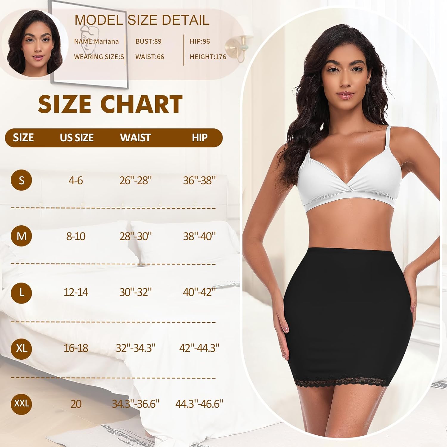 Slip Skirt for Under Dress Women Lace Half Slip Slim Fit Slips Above Knee Mini Underskirt - Image 6