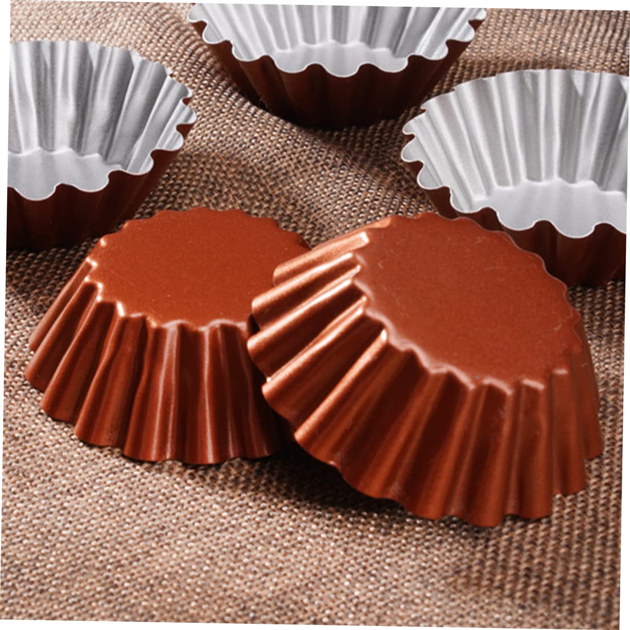 Cabilock 4 Juegos Molde Redondo Para Tarta De Huevo Taza De Muffin De Tarta Molde Para Tarta De Huevo Conveniente Molde De Budín - Moldes Para Tarta Brown Acero De Alto Carbono 6 Piezas * 4
