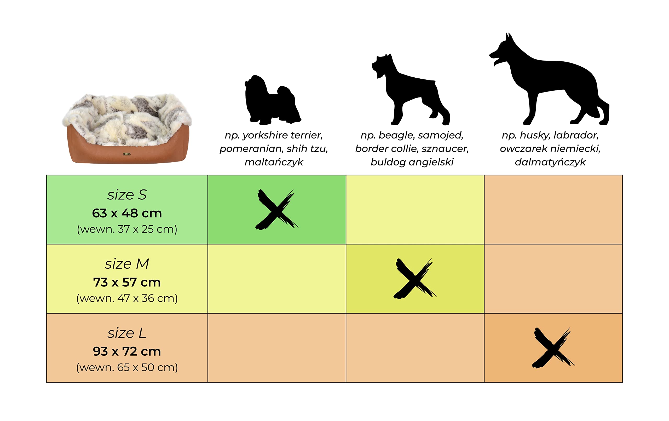 Cama de plumón CAZO Poli para Perros y Gatos 93 x 72 cm, tamaño interior 65 x 50 cm, talla L