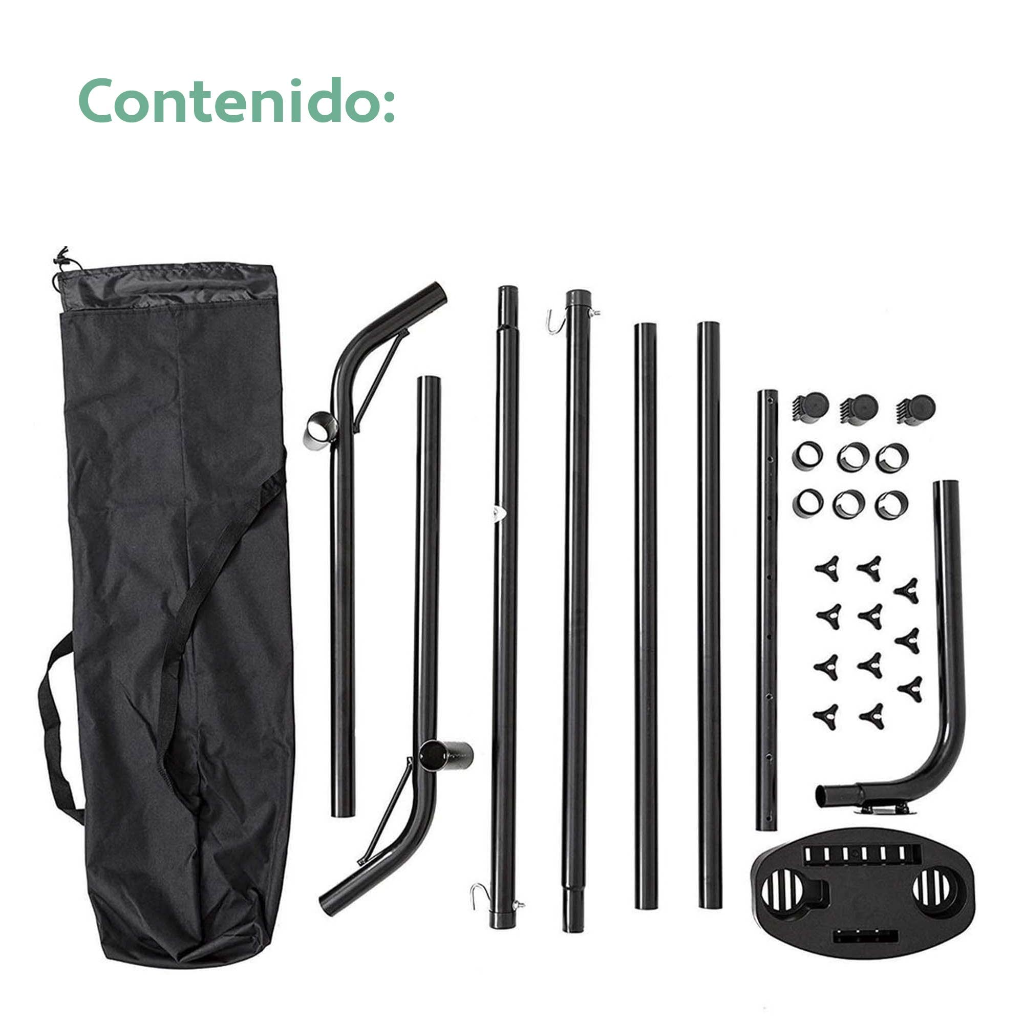 Vita5 Soporte Hamaca Jardin y Mesita Auxiliar - Hamaca 2 Personas de Acero Duradero Carga 205kg – Estructura de Hamacas para Interior y Exterior - Montaje sin Herramientas