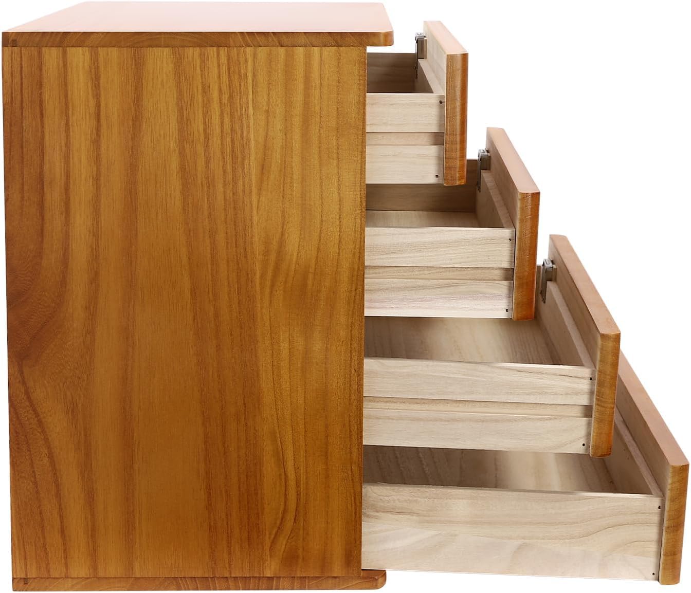 Organizer da Scrivania in Legno A 4 Ripiani con Serratura per Articoli da Ufficio, Gioielli E Accessori - Elegante Mobiletto Portaoggetti da Scrivania per Casa E Ufficio