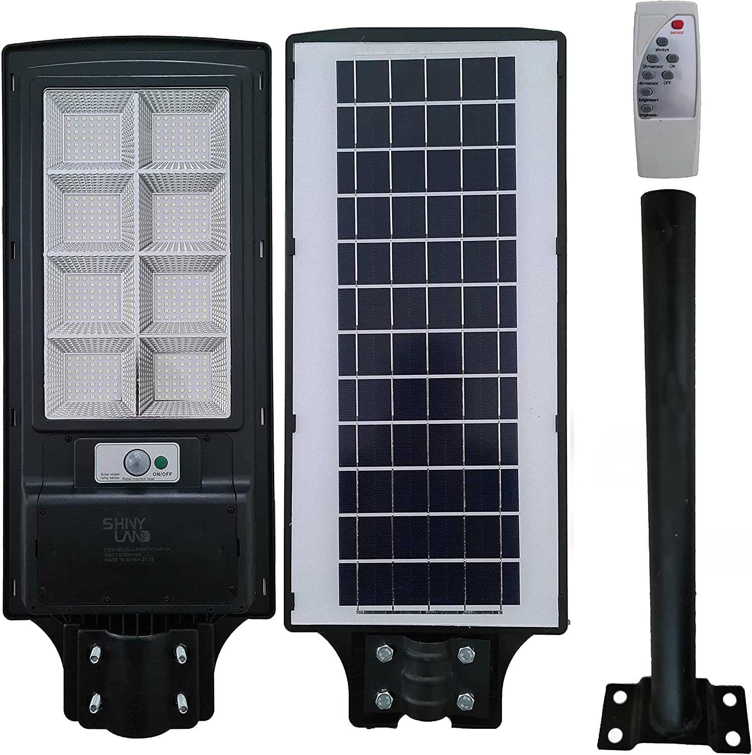 LED Solar Street Lights Outdoor, Dusk to Dawn Solar Flood Lights Outdoor with Remote Control, 6000K Daylight White IP66 Waterproof Solar Powered Street Light for Yard, Garden, Street(800w), Black