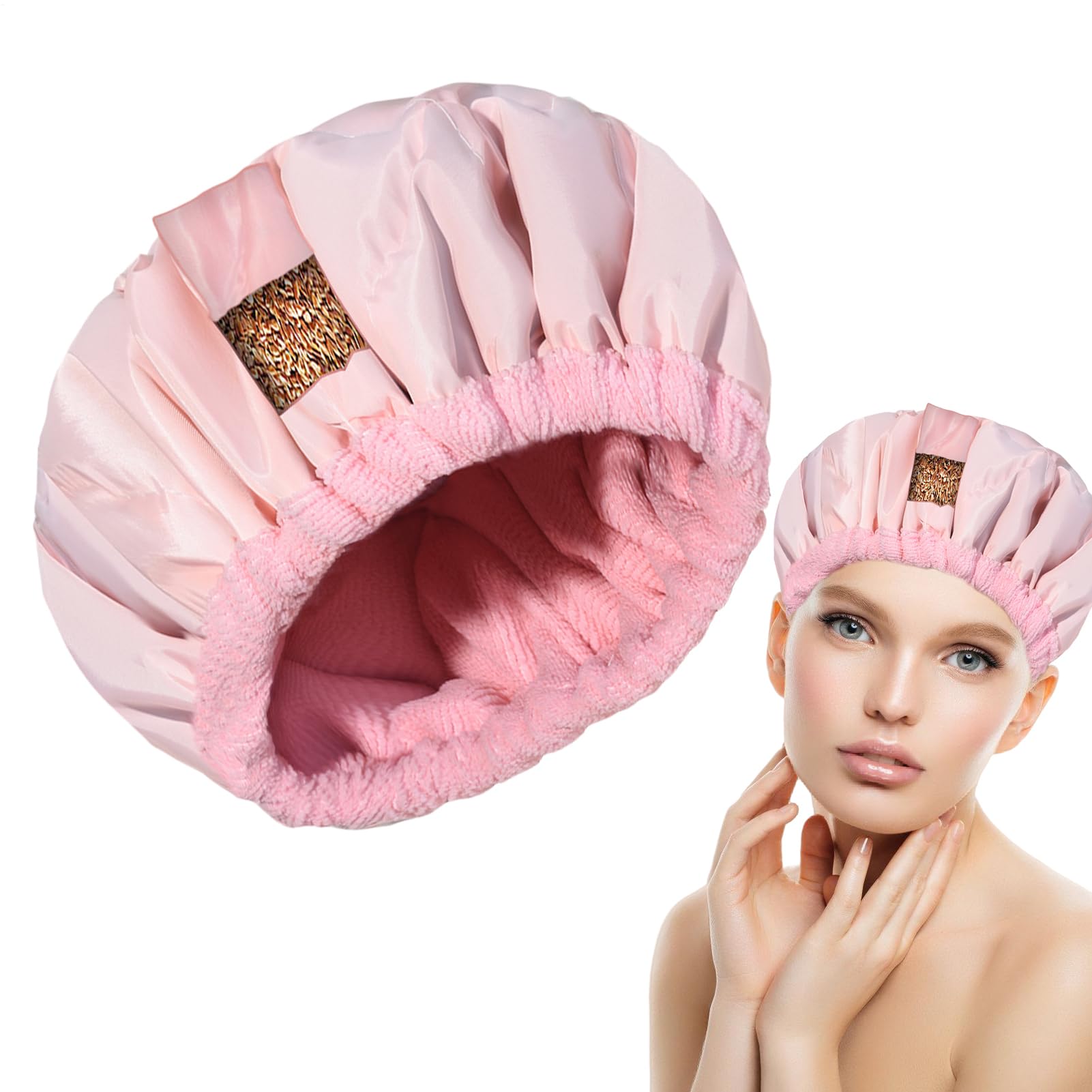 Heizhaube – 27 cm tiefe Pflege, Dampfkopfhörer für die Mikrowelle | Thermo-Linen-Kappe, kabellos, für, Duschzubehör