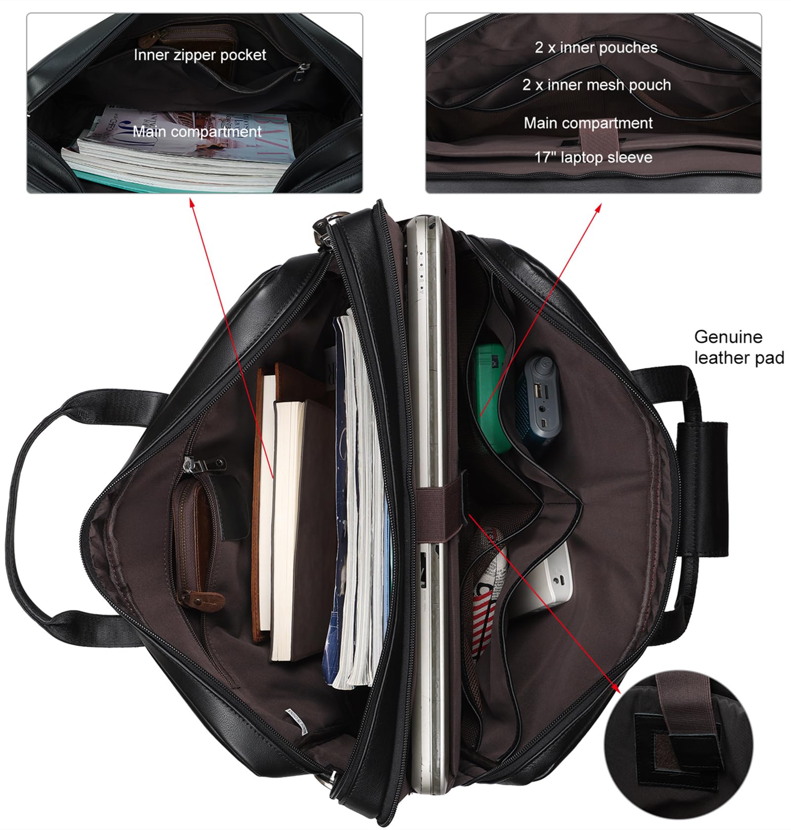 Skórzana teczka dla mężczyzn 17-calowy laptop crossbody torba listonoszka etui do podróży służbowej pracy prawnika