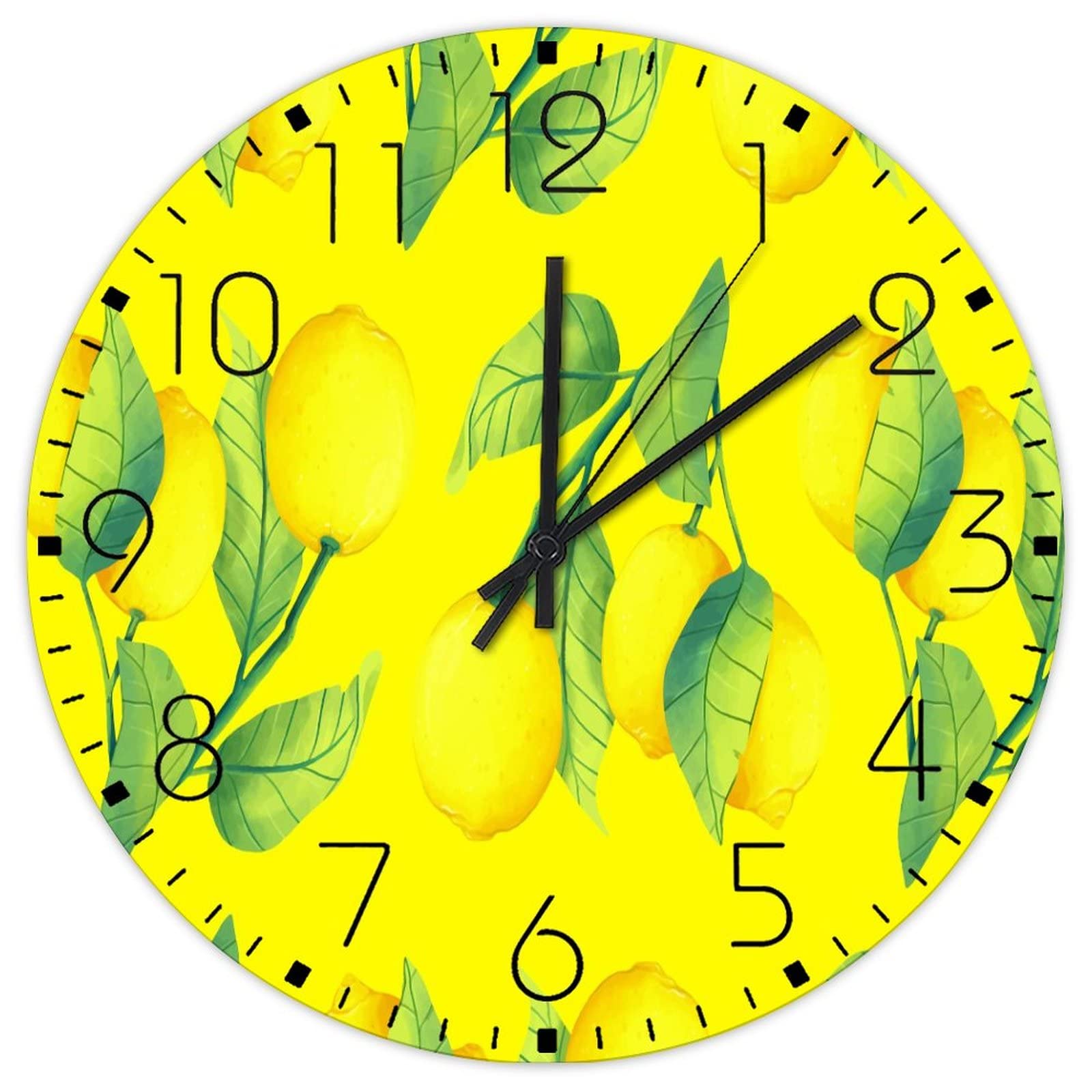 Horloge murale en bois citron 30cm muette pour deco de terrasse