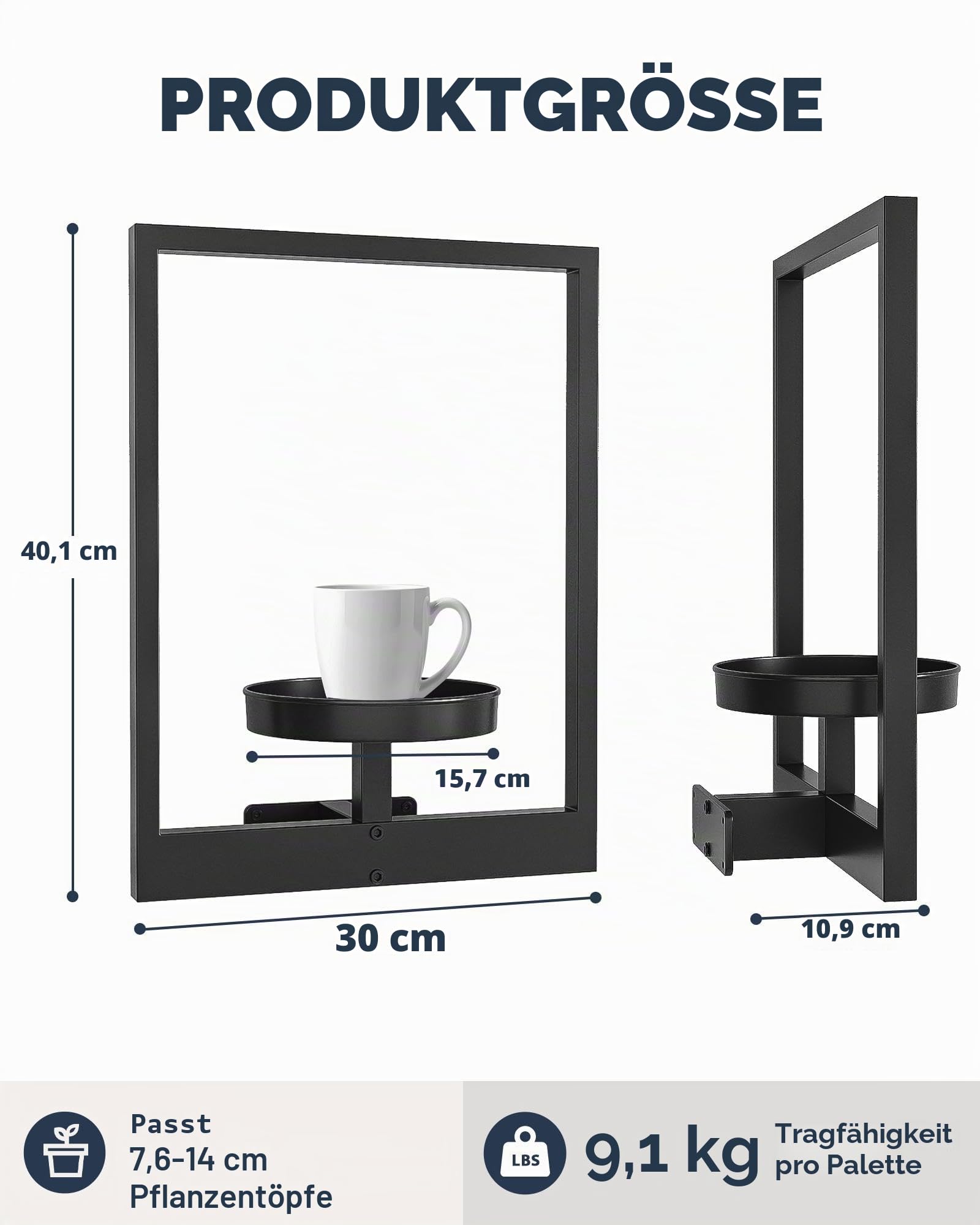 Bamworld Wandbehang Pflanzgefäße für Zimmerpflanzen 2 Set Wand Blumenständer Moderner Pflanzenständer mit Metallrahmen Blumentopfhalter zur Wandmontage Deko Pflanzenhalter für Wohnzimmer, Büro & Flur