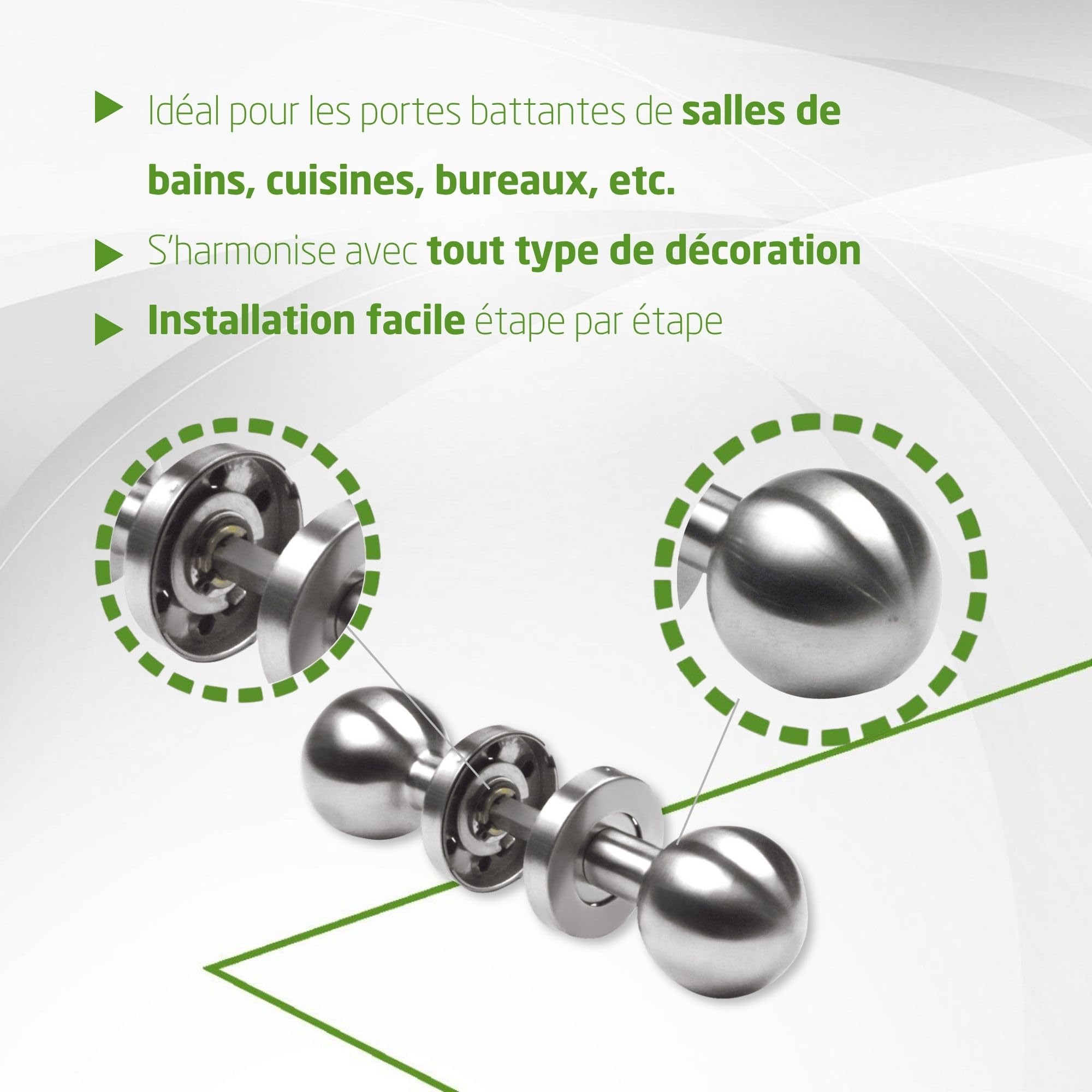 Amig – Bouton/Poignée ronde pour porte intérieure – Mod. 11GR – Prise ergonomique – Rosace ronde – Acier inoxydable 18/8 mat – Ø50 x 78 mm