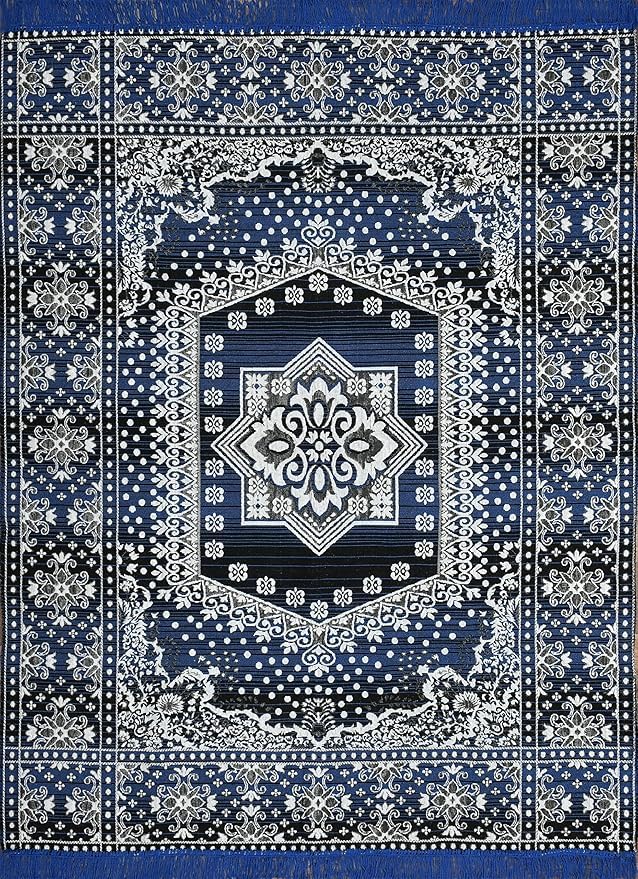 Image of Premium Cotton Carpet 4X6 feet Mult Colour for Living Room, Hall & Kitche | Carpet mat /Area Rug /Carpet & Rug /Carpet for Floor /Kalin & Dhuurie | Square (Blue)