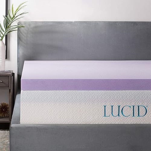 LUCID - Cubrecolchón de espuma viscoelástica con infusión de lavanda