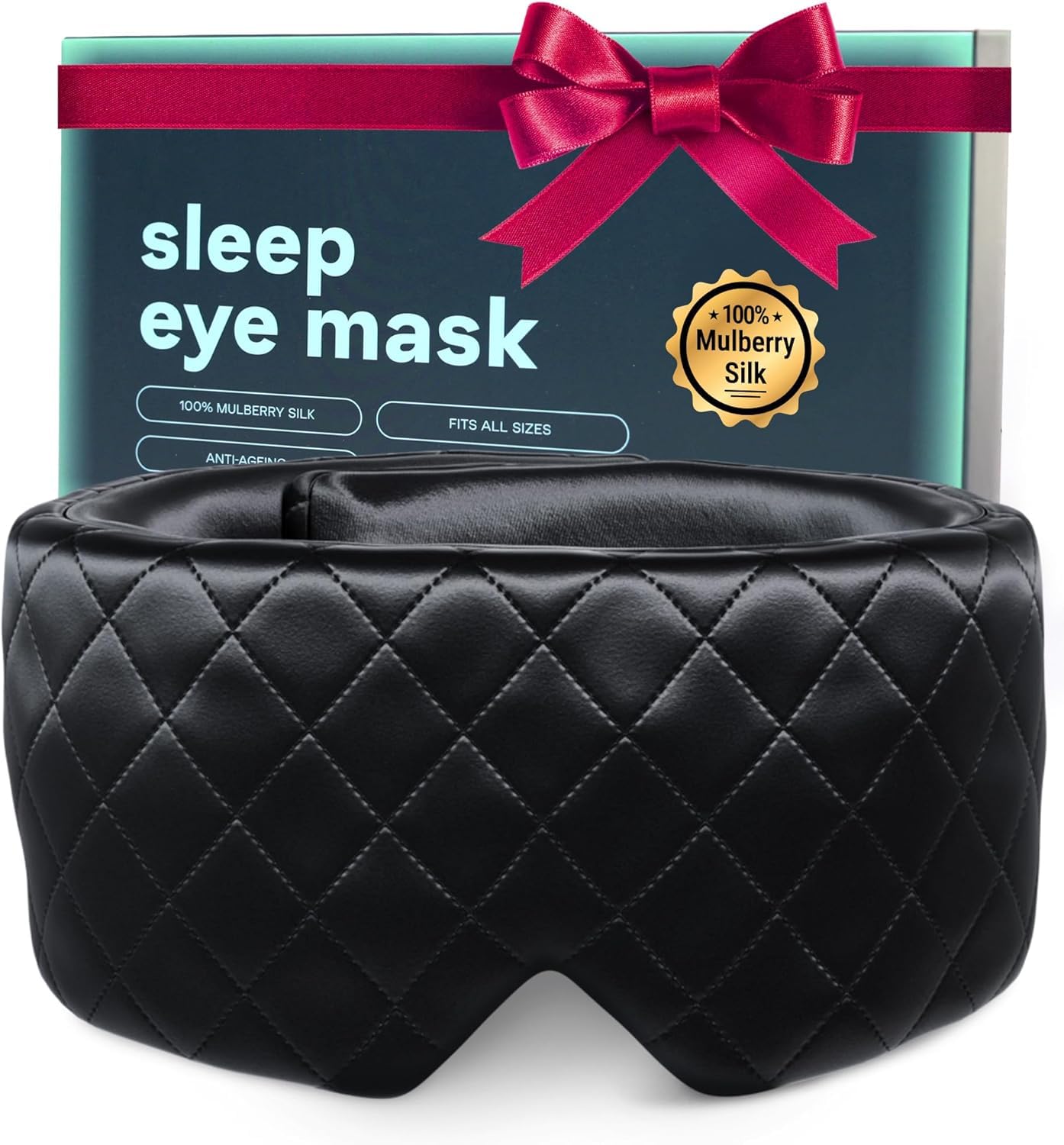 100 Mulberry Silk Sleep Mask Total Blackout Eye Mask for Sleeping Adjustable No-Snag Velcro Strap Lightweight Gentle on