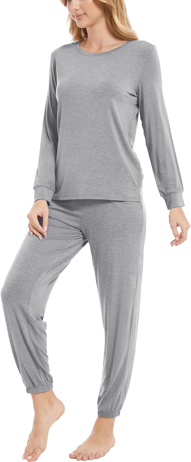 GYS Womens Pajamas Set - Viscose Made from Bamboo, Long Sleeve Sleepwear Tops with Jogger Pants Lounge Pjs Sets - Image 2