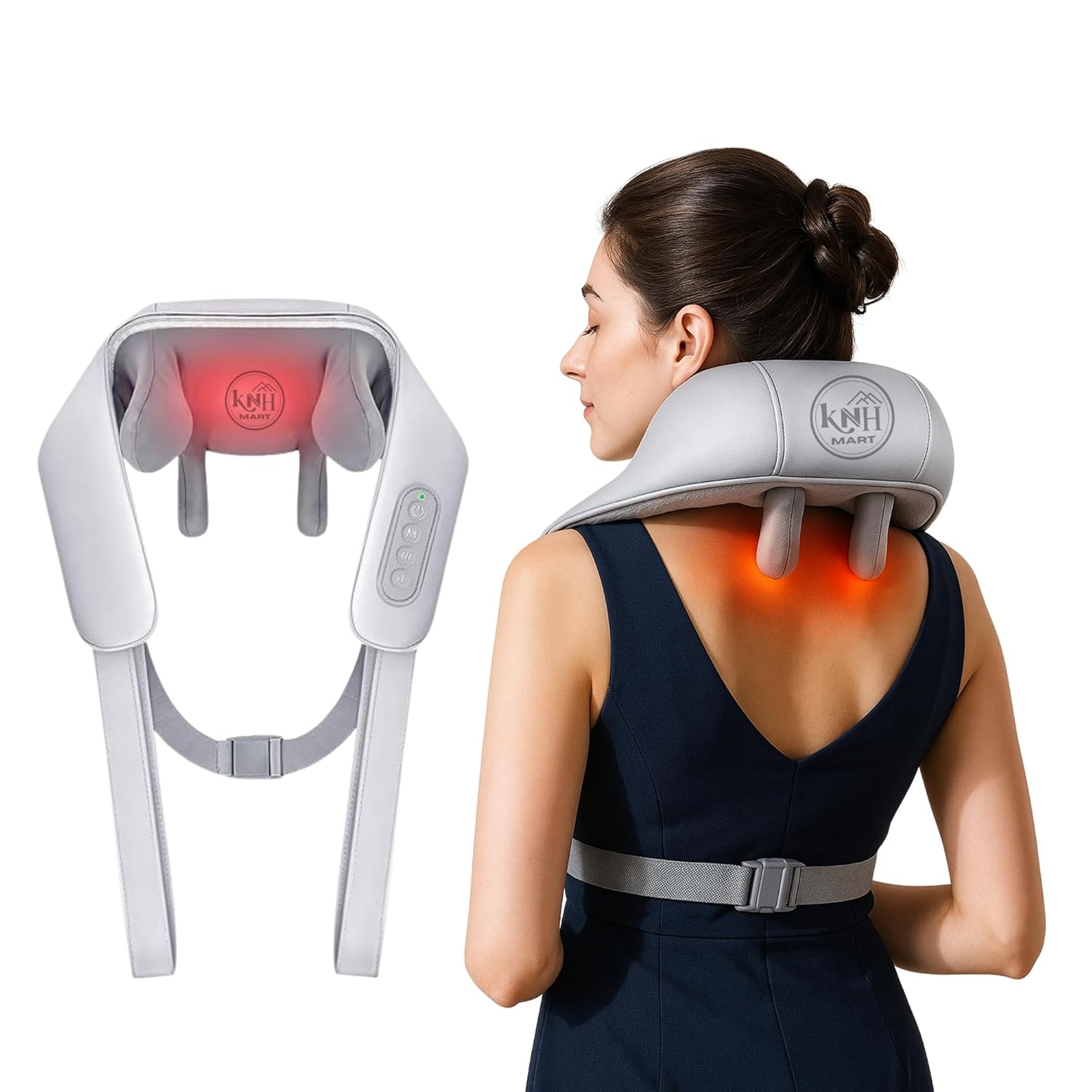 KNH Mart Electric Neck and shoulder massage with heat. Rechargeable cordless massage machine for neck, back, waist, legs | Deep tissue massage for home and travel use (101) KNH Mart Electric Neck and shoulder massage with heat. Rechargeable cordless massage machine for neck, back, waist, legs | Deep tissue massage for home and travel use (101)