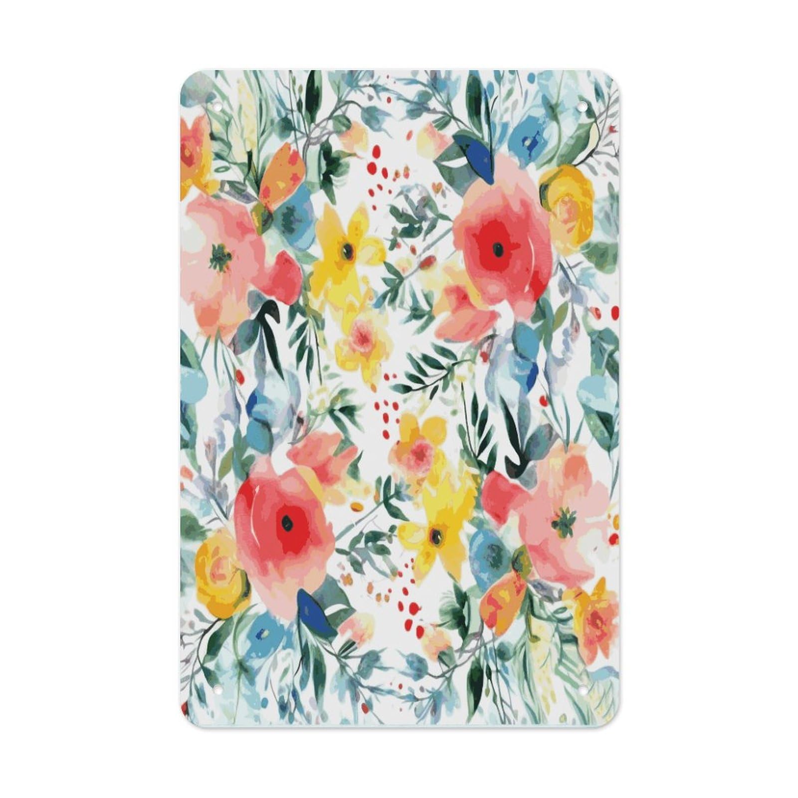 Bright Floral Watercolor Metal Tin Sign Wall Decor Funny Retro Sign Weatherproof Metal Wall Art for Indoor Or Outdoor Retro Tin Signs for Kitchen Office Home Bar Decor 11.8 X 7.9 Inch