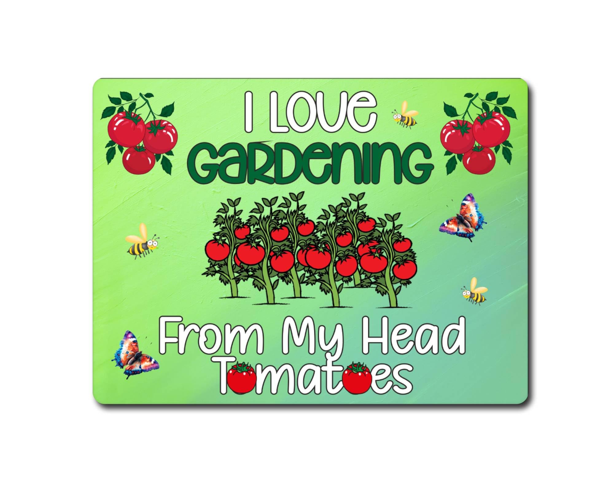 Decalarama Allotment Metal Sign Gift – I Love Gardening From My Head Tomatoes - Cute Fun Novelty Garden Aluminium Present