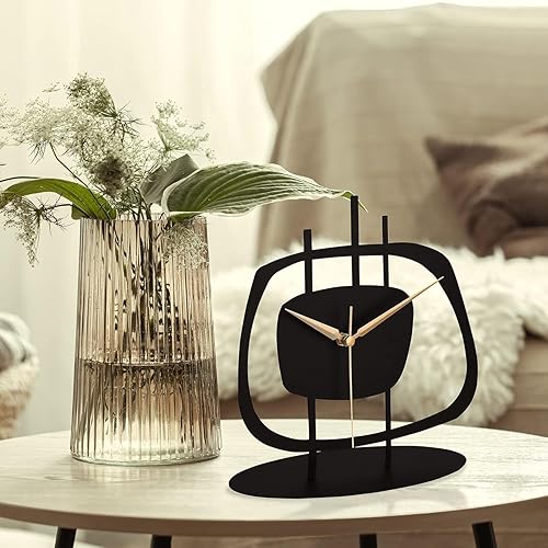 Miniatura 7 de Reloj de mesa para sala de estar, oficina, mesita de noche, cocina, reloj de escritorio analógico con estante de noche silencioso con tamaño de 8 x