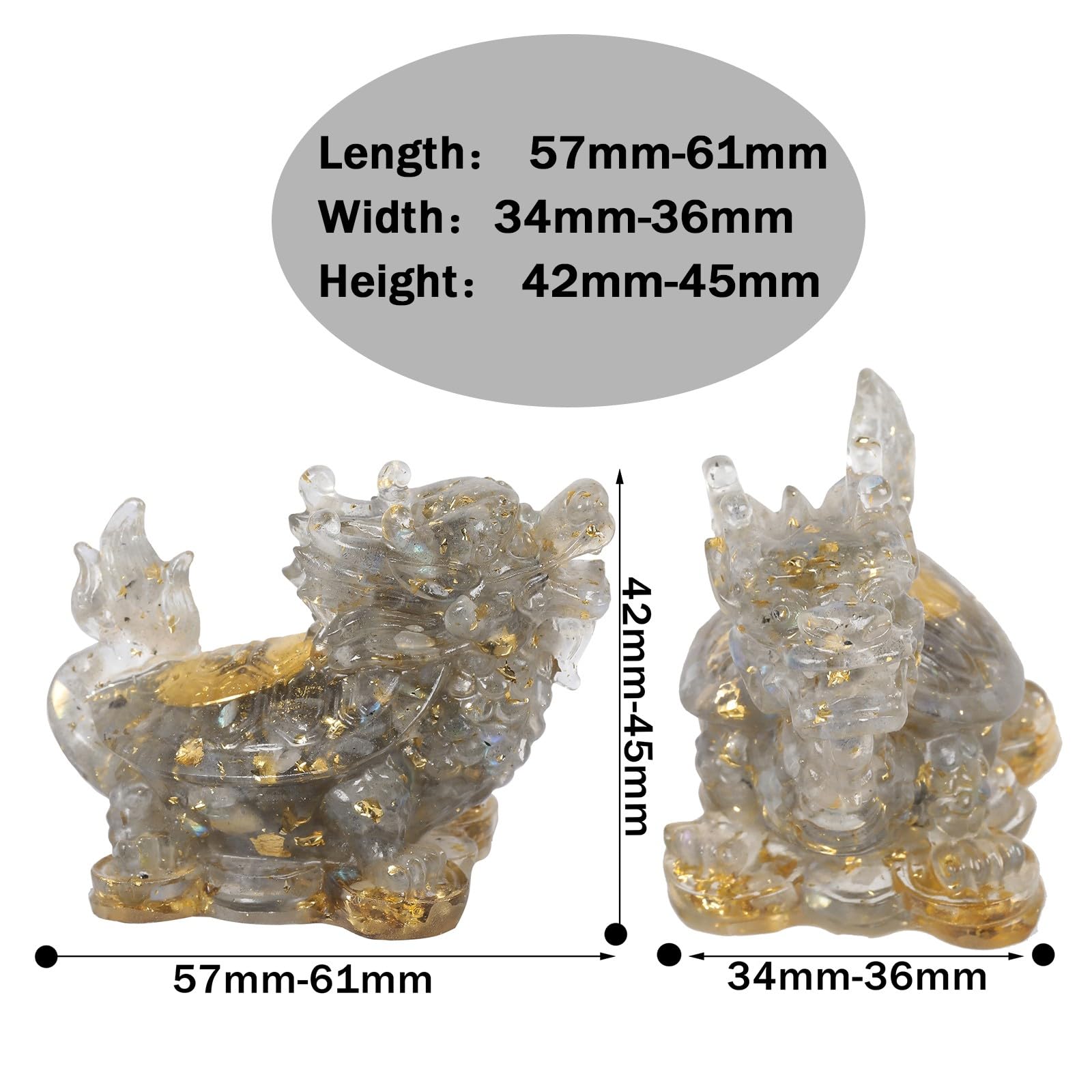 KYEYGWO Pack of 2 Dragon Turtle Crystal Statue Resin Animal Figures Collectible Figurine Feng Shui Ornament for Prosperity Wealth Good Luck Labradorite - Image 3