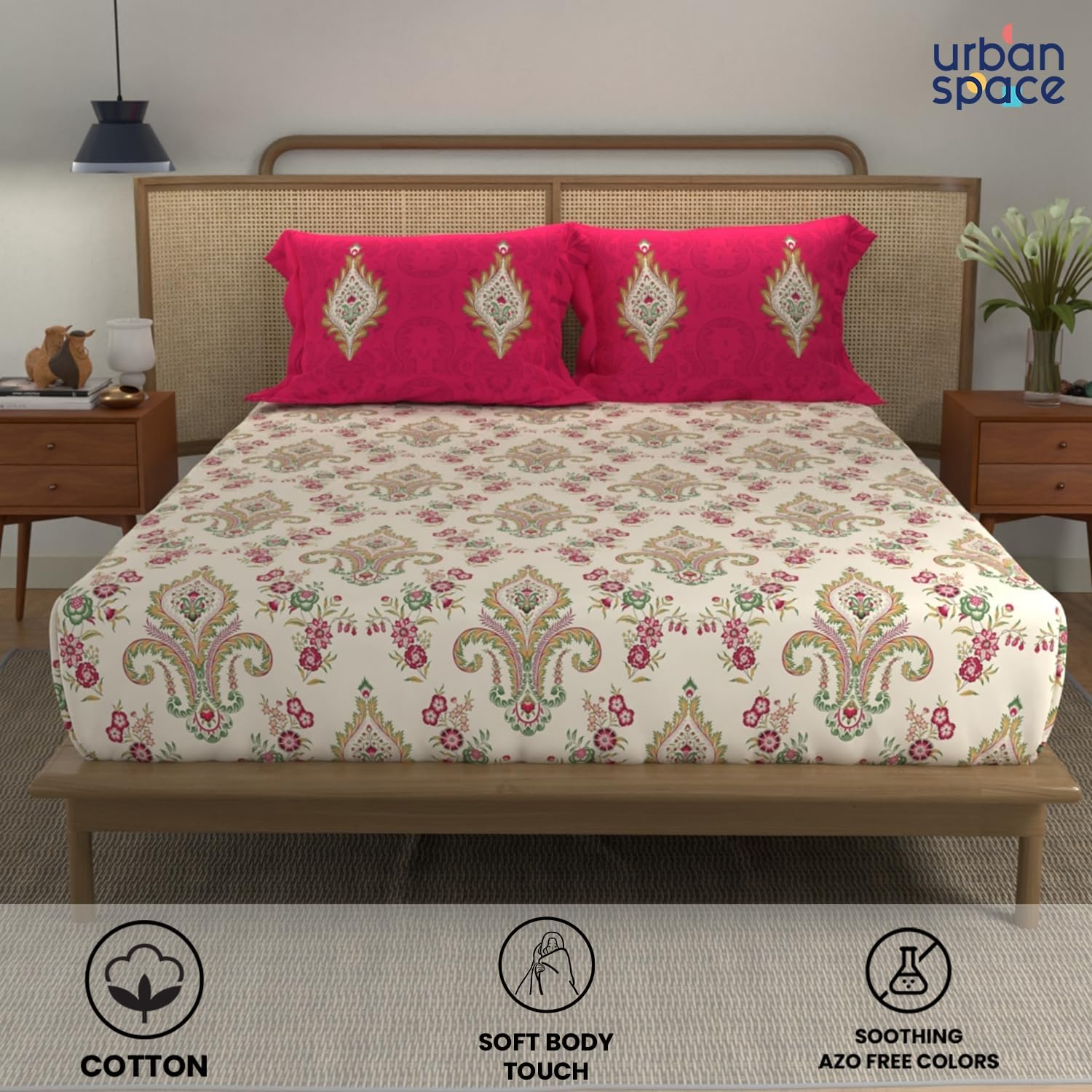 Urban Space Divine King Bedsheet - 100% Cotton -2 Urban Space Divine King Bedsheet - 100% Cotton -2