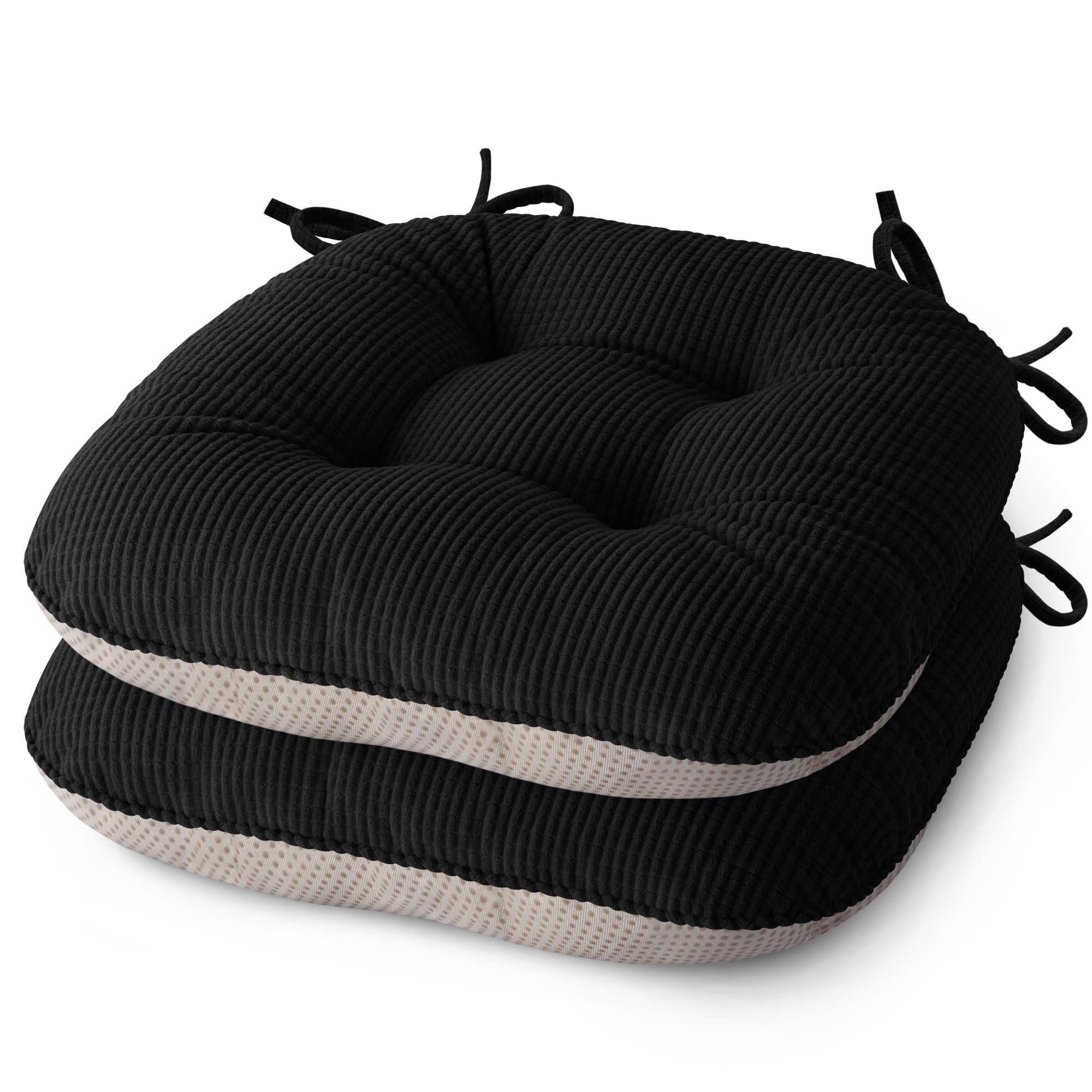 MineCozy Seat Cushions for Dining Chairs Set of 2, 43X40X7.5cm, Black — image 1