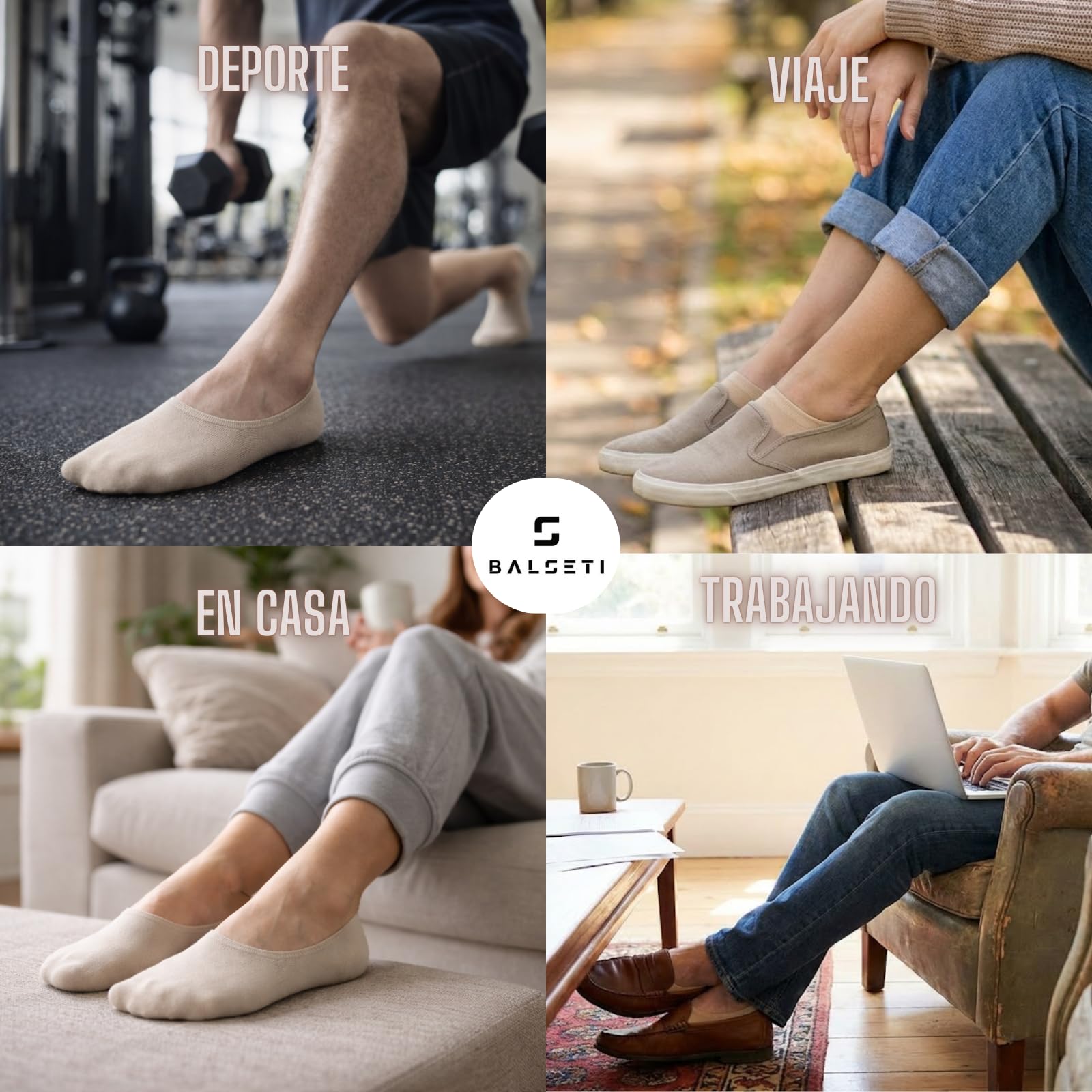 Calcetines Invisibles para Hombre y Mujer. Pinkies Unisex. 85% Algodón. Calcetines Cortos Transpirables, Antideslizantes, Anti-olor Blanco, Negro, Beige, Azul, Gris. Pack 6 Pares
