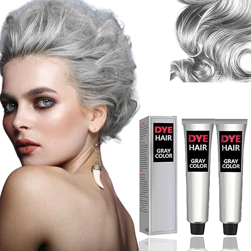 Nueva crema natural de tinte para el cabello gris plateado, tinte para el cabello gris plateado, tinte para el cabello plateado Lushadows (2 piezas)