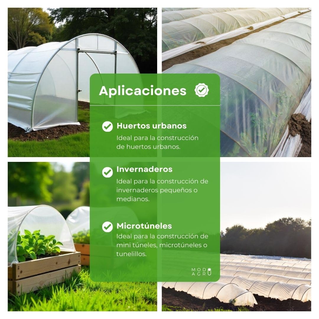 Plastique pour serre tunnel 600 galges 150 microns. Plastique spécial pour mini ou micro tunnel agriculture et protection plantes serre, potager, jardin extérieur (3,3 x 60)